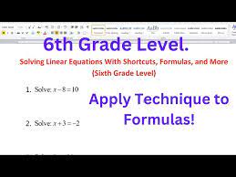 Solve Linear Equations Formulas