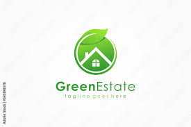 Real Estate Logo Green Circular House