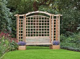 Trellis Arbour Bench With Planters For