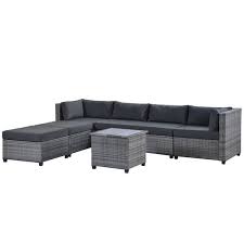 Gray 7 Piece Wicker Patio Conversation