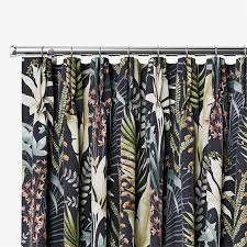 Inky Botanical Charcoal Curtains