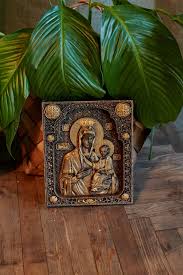 Blessed Virgin Mary Wooden Carved Icon