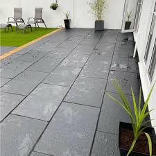 Limestone Paving Slabs Black Grey