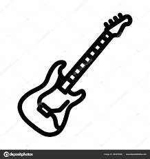 Electric Guitar Icon Bold Outline