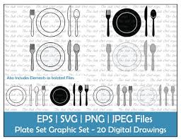 Dining Plate Set Vector Clipart