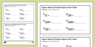 Square Roots Of Perfect Squares Exit Ticket