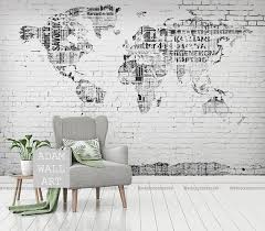 World Map Wallpaper Modern Wall Mural