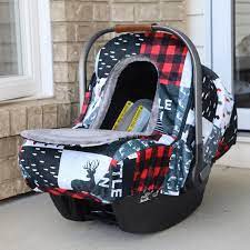 Baby Car Seat Cover Winter Red Plaid