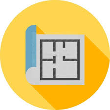 Architecture Plan Flat Shadowed Icon