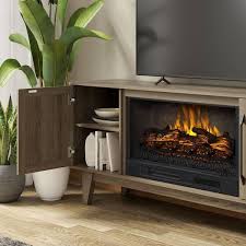 Electric Fireplace In Warm Gray Birch