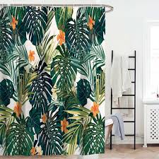 Modern Shower Curtain Green Banana Leaf