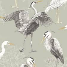 Dimension Heron Wallpaper Sage Green