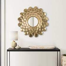 Gold Round Wall Mount Mirror