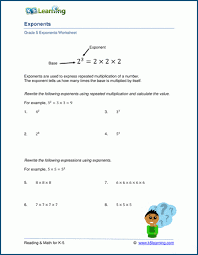 Exponents Worksheets K5 Learning