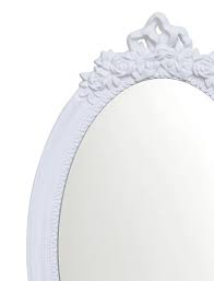 Basswood Hunters 25x 16 Large Oval Vintage Decorative Wall Mirror White Wooden Crown Frame Antique Princess Decor For Bedroom Playroom Dressers Liv