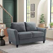 Dark Grey Microfiber 2 Seater Loveseat