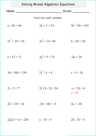 Sixth Grade Math Algebra Equations