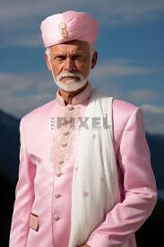 Pink Dress Suit With Beard And Mustache