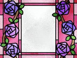 Stained Glass Purple Vine Rose Red Frame