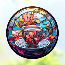Flowers Faux Stained Glass Window Cling