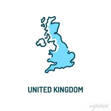 United Kingdom Map Color Line Icon