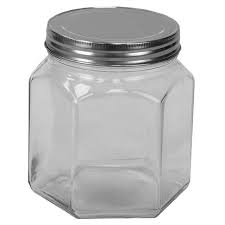 26 Oz Small Hexagon Glass Canister