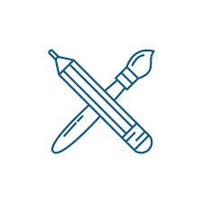 Pencil And Paint Brush Vector Line Icon
