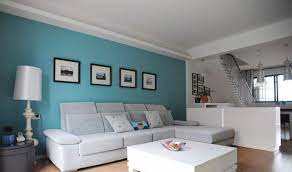 Aqua Accent Wall Painted Living Rooms