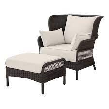 Wicker Outdoor Lounge Chair And Ottoman