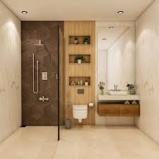 Bathroom Design With Wooden Vanity Unit