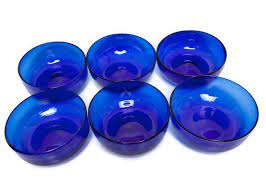 Vintage Cobalt Blue Glass Salad Bowls