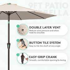 9 Ft Outdoor Patio Umbrella Outdoor Table Umbrella With Push On Tilt And Crank
