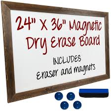 Excello Global S Dry Erase Magnetic White Board With Rustic Wooden Frame 24 X36