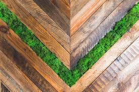 Closeup Artificial Grass Wooden Wall