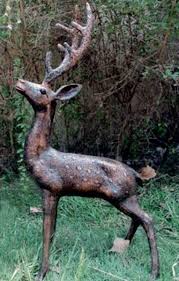Garden Ornament Standing Stag Bronze