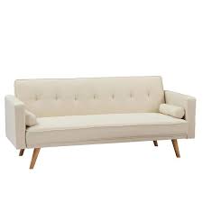71 6 In Wide Square Arm Modern Cotton Straight Variable Bed Folding Sofa With Wood Legs Of Living Room In Beige Yellow