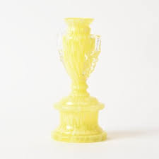 Yellow Spatter Glass Trophy Vase From