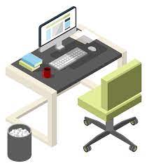Workspace Isometric Icon Office Desk