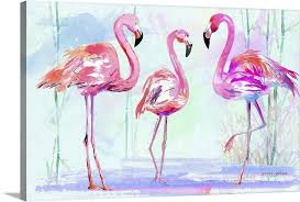 Pink Flamingo Trio Canvas Wall Art