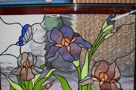 Purple Iris Erfly Stained Glass