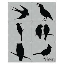 Stencil1 Fancy Birds Stencil 6 Pack