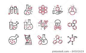 Chemistry Lab Line Icons Chemical