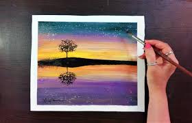 Painting Sunset And Starry Night With