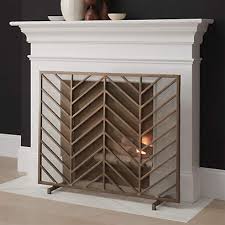 Chevron Antique Brass Fireplace Screen