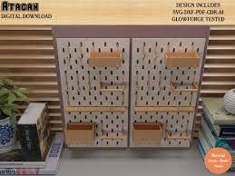 Wooden Pegboard Shelf Home And Office