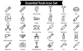 Essential Tools Line Icon Set Graphic