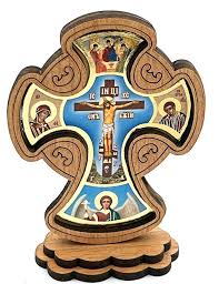 Wooden Standing Cross With Mini Icons