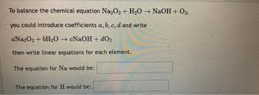 Chemical Equation Na₂o2 Bartleby