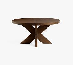 Modern Farmhouse Round Pedestal Extending Dining Table Tahoe Brown 60 D Pottery Barn