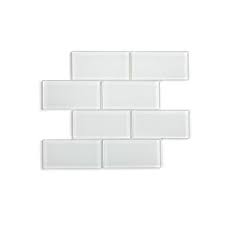Newage S 14 7 In X 11 7 In Super White Glass Subway Tile Backsplash 11 Sq Ft Pack